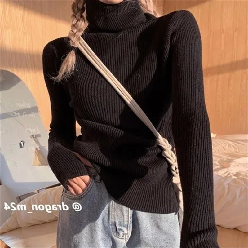 best Women heaps collar Turtleneck Sweaters Autumn Winter Slim Pullover Women Basic Tops Casual Soft Knit Sweater Soft Warm Jumper 0 shop online at M2K Trends for