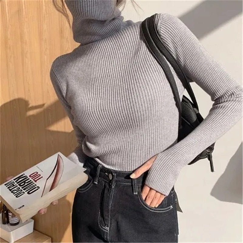 best Women heaps collar Turtleneck Sweaters Autumn Winter Slim Pullover Women Basic Tops Casual Soft Knit Sweater Soft Warm Jumper 0 shop online at M2K Trends for