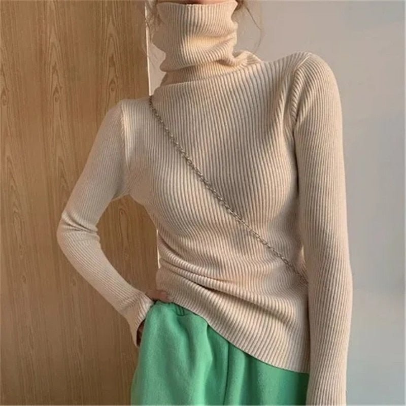 best Women heaps collar Turtleneck Sweaters Autumn Winter Slim Pullover Women Basic Tops Casual Soft Knit Sweater Soft Warm Jumper 0 shop online at M2K Trends for