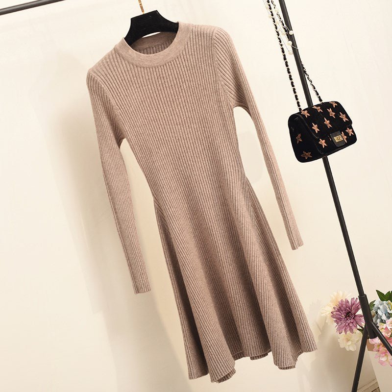 best Women Long Sleeve Sweater Dress Women's Irregular Hem Casual Autumn Winter Dress Women O-neck A Line Short Mini Knitted Dresses 0 shop online at M2K Trends for