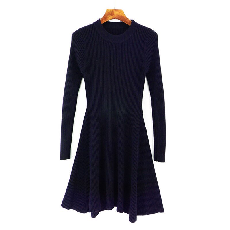 best Women Long Sleeve Sweater Dress Women's Irregular Hem Casual Autumn Winter Dress Women O-neck A Line Short Mini Knitted Dresses 0 shop online at M2K Trends for