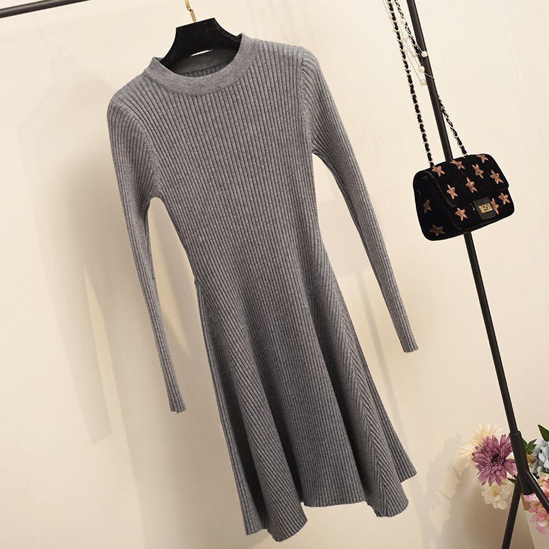 best Women Long Sleeve Sweater Dress Women's Irregular Hem Casual Autumn Winter Dress Women O-neck A Line Short Mini Knitted Dresses 0 shop online at M2K Trends for