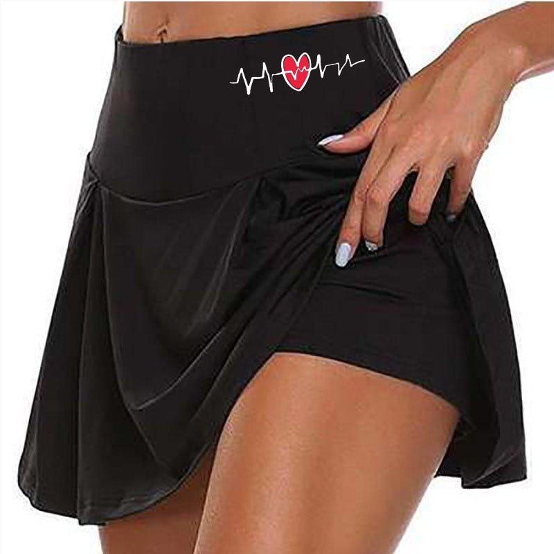 best Women Skrits Summer Love Printed Double-Layer Sports Short Skirt Quick Drying Leggings Fitness Shorts Yoga Sports Beachwear 0 shop online at M2K Trends for
