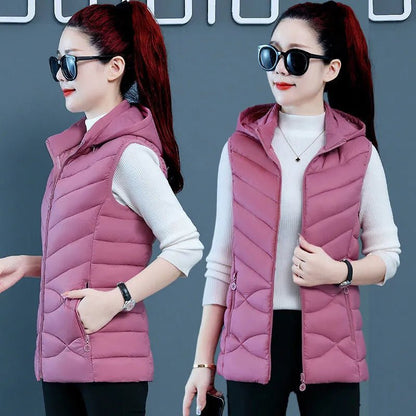 best Women Sleeveless Jacket New Autumn Winter Fashion Casual Female Warm Womens Vest Outerwear Ladies Removable Hooded Waistcoat shop online at M2K Trends for