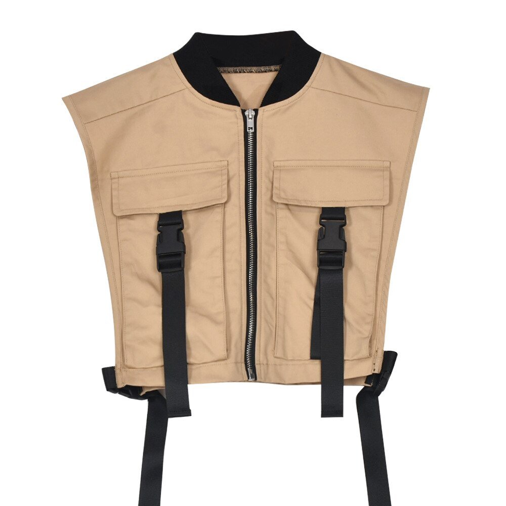 best Women Spring Vest Crop Sleeveless Jacket Pockets Buckle Zipper Tank Tops Sexy Workwear Cargo 2022 Streetwear Fall Waistcoat Y2K 0 shop online at M2K Trends for