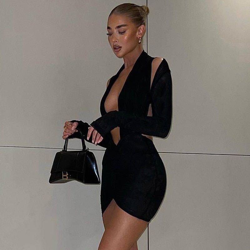 best Women Tight Dress Sexy Black Short Dresses long sleeve Backless Cut Out Dress Y2k mini Summer ladies evening club Party clothes 0 shop online at M2K Trends for