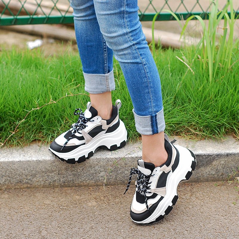 best Women Chunky Sneakers Thick Bottom Platform Vulcanize Shoes Fashion Breathable Running Shoe women`s shoes shop online at M2K Trends for women`s shoes