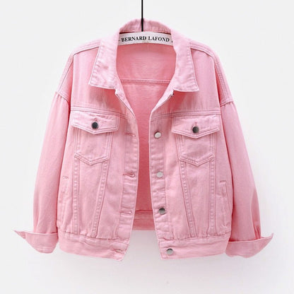 best Women Denim Jacket Spring Autumn Short Coat Pink Jean Jackets Casual Tops Loose Tops Lady Outerwear 0 shop online at M2K Trends for