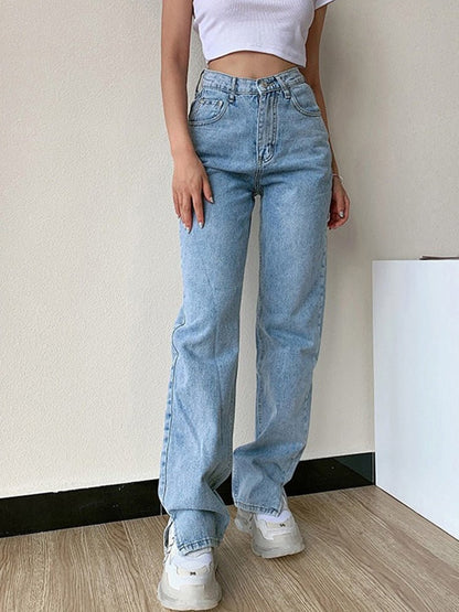 best Women's Pants Straight Leg Jeans Women High Waist Slim Loose Autumn Winter Pants Casual Split Washed Mom Fashion Trousers 0 shop online at M2K Trends for