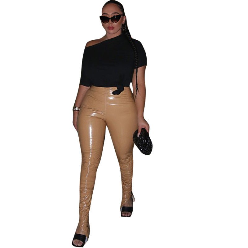 best Women's Sexy High Elastic Skinny PU Leather Pants women`s pants shop online at M2K Trends for Leather pants