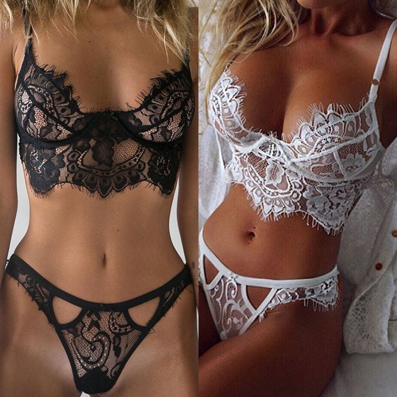 best Women's Sexy Lace Underwear Set Erotic Ladies Lingerie See-through Bra Thong Mini Babydoll Briefs Underpants Black Bodysuit 0 shop online at M2K Trends for