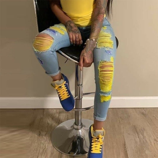 best Women's street light color ripped jeans Clothing shop online at M2K Trends for women pants