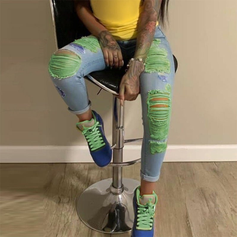 best Women's street light color ripped jeans Clothing shop online at M2K Trends for women pants