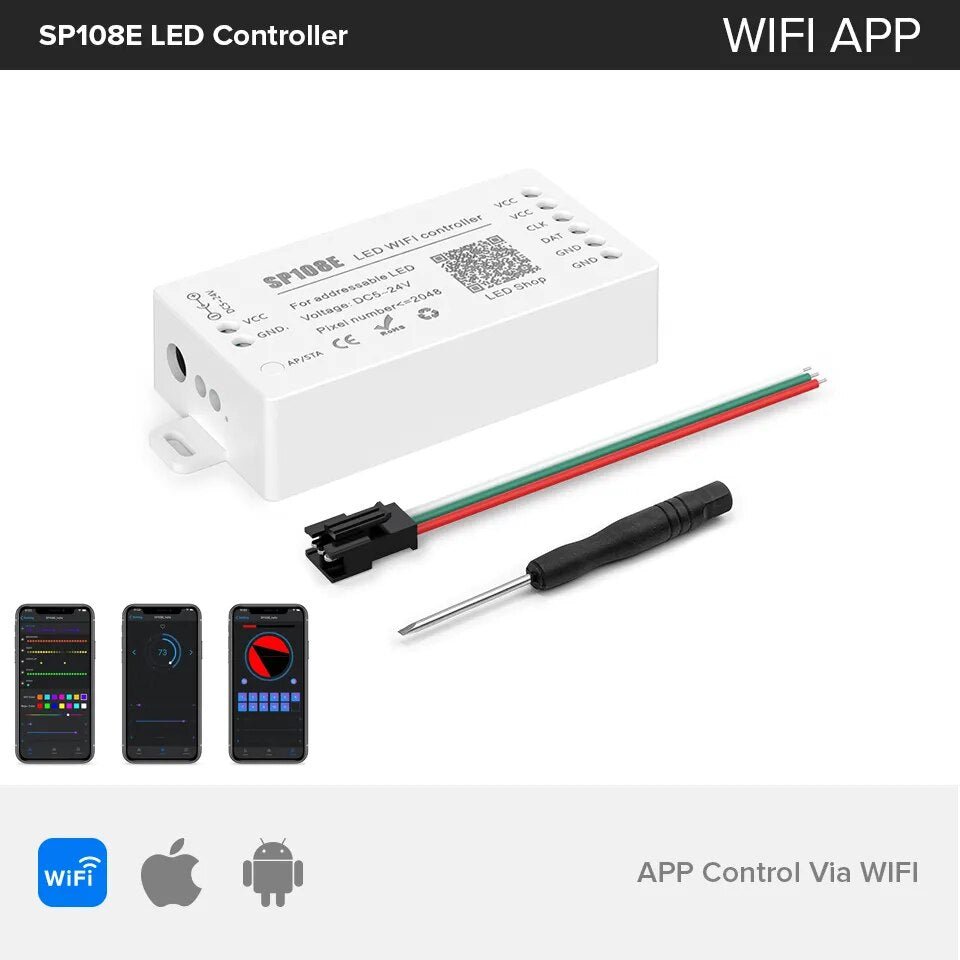 best WS2812B Led Strip Light Controller Blue tooth SP105E SP110E Wifi SP108E SP511E Music SP107E SP601E WS2811 SK6812 Lights DC5V-24V shop online at M2K Trends for