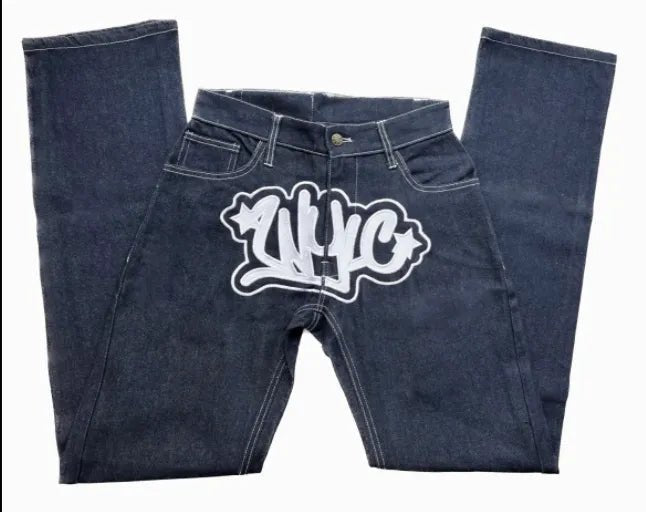 best Y2K Harajuku baggy jeans Gothic Streetwear Vintage printing 2023 New Hip Hop Black Casual Men women Fashion Casual loose jeans shop online at M2K Trends for