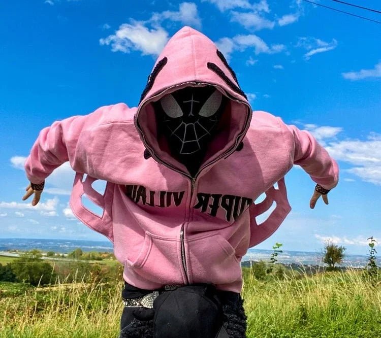 best Y2K Harajuku zip up hoodie kawaii clothes Spider Anime Pattern streetwear Gothic oversized hoodie Hip Hop Fashion casual jacket shop online at M2K Trends for