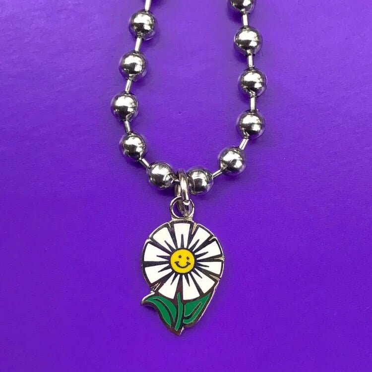 best Y2K Rainbow Heart Mushroom Necklace For Women Metal Goth Butterfly Charms Vintage 90s Style Choker Necklace Jewelry Aesthetics shop online at M2K Trends for