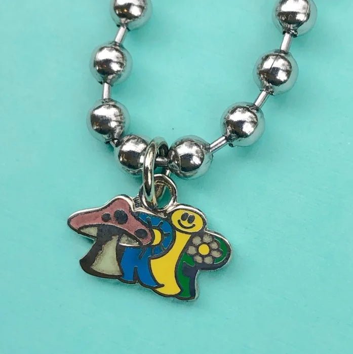 best Y2K Rainbow Heart Mushroom Necklace For Women Metal Goth Butterfly Charms Vintage 90s Style Choker Necklace Jewelry Aesthetics shop online at M2K Trends for