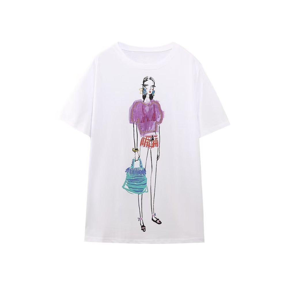 best Zevity New Women Fashion Contrast Color Girls Print Casual T Shirt Female Basic O Neck Short Sleeve Chic Leisure Tops T3069 0 shop online at M2K Trends for