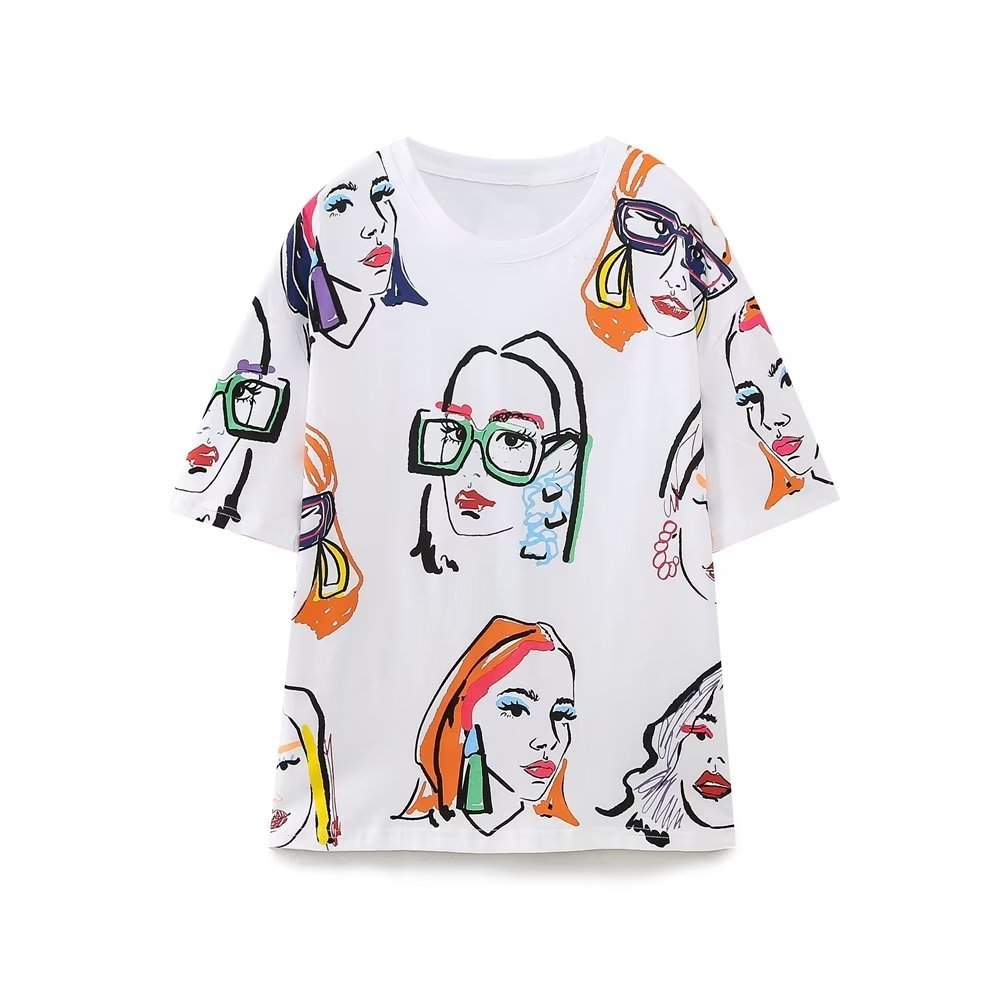 best Zevity New Women Fashion Contrast Color Girls Print Casual T Shirt Female Basic O Neck Short Sleeve Chic Leisure Tops T3069 0 shop online at M2K Trends for