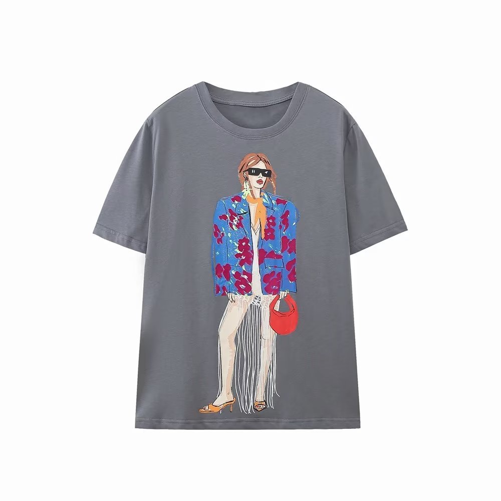 best Zevity New Women Fashion Contrast Color Girls Print Casual T Shirt Female Basic O Neck Short Sleeve Chic Leisure Tops T3069 0 shop online at M2K Trends for